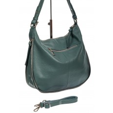 На фото 3 - Женская сумка хобо из натуральной кожи с асимметричными карманами, цвет бирюзовый