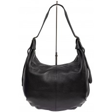 На фото 2 - Мягкая женская сумка хобо из натуральной кожи, цвет чёрный