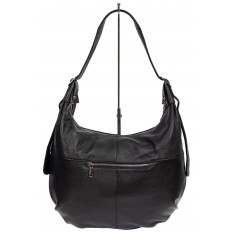 На фото 3 - Мягкая женская сумка хобо из натуральной кожи, цвет чёрный