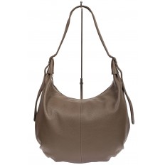 На фото 2 - Мягкая женская сумка хобо из натуральной кожи, цвет серый