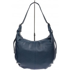 На фото 2 - Мягкая женская сумка хобо из натуральной кожи, цвет тёмно-синий