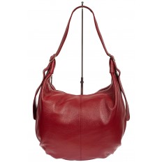 На фото 2 - Мягкая женская сумка хобо из натуральной кожи, цвет бордовый