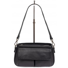 На фото 2 - Кожаная женская сумка-багет, цвет чёрный
