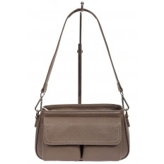 На фото 2 - Кожаная женская сумка-багет, цвет серый