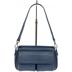 На фото 2 - Кожаная женская сумка-багет, цвет тёмно-синий