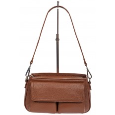 На фото 2 - Кожаная женская сумка-багет, цвет коричневый
