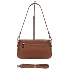 На фото 3 - Кожаная женская сумка-багет, цвет коричневый