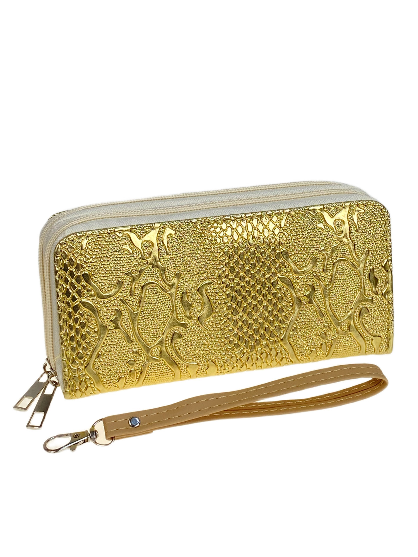 На фото 1 -  Женское портмоне из искусственной кожи, цвет  золото