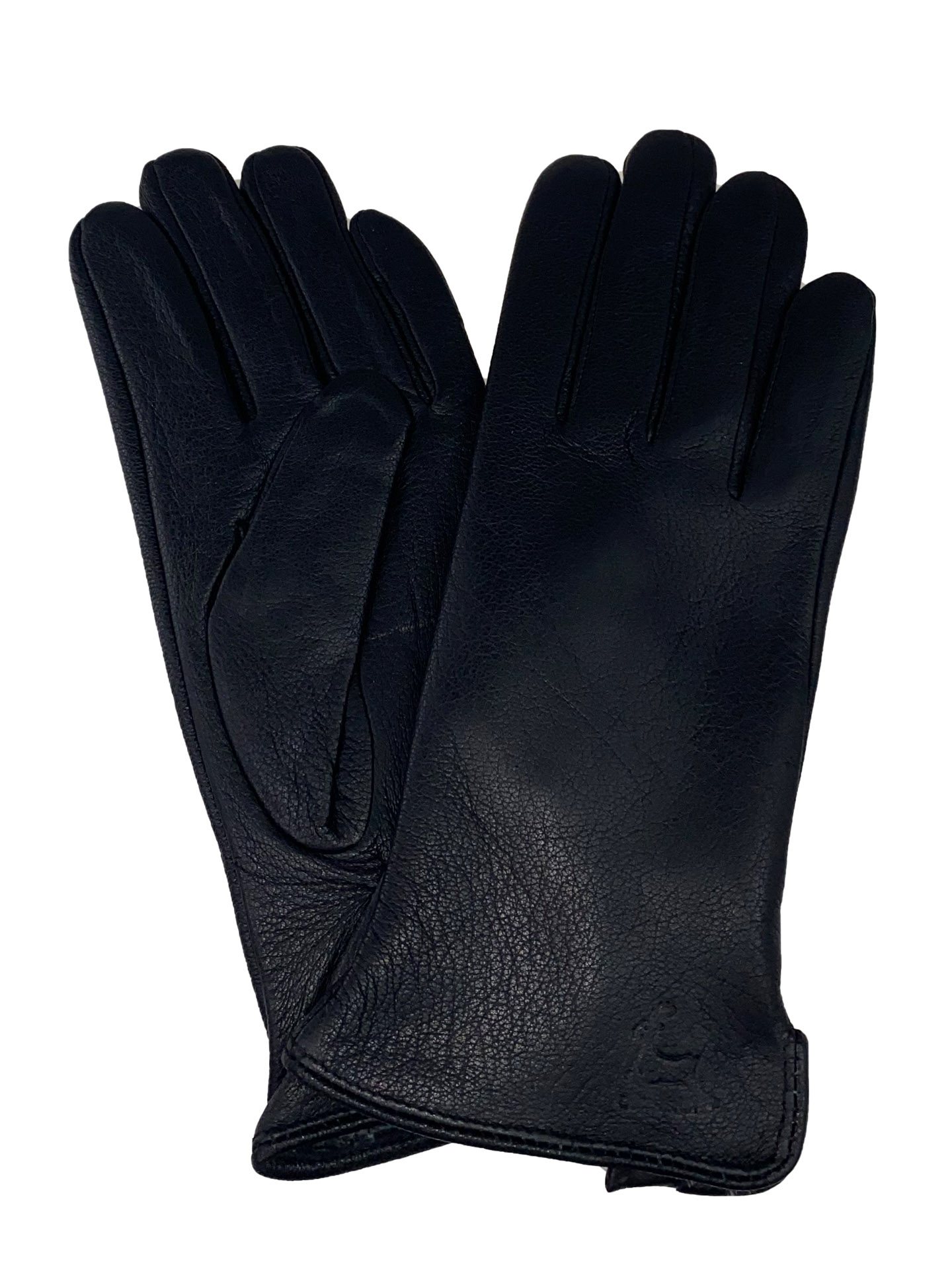 Утеплённые женские перчатки из натуральной кожи оленя, цвет чёрный