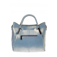 На фото 2 - Женская сумка-тоут из натуральной кожи, цвет голубой перламутр