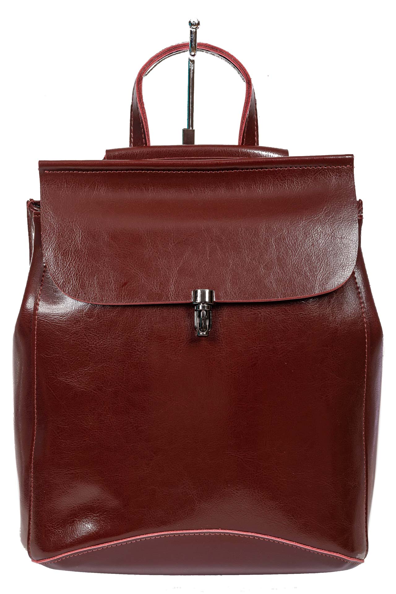 На фото 2 - Женская сумка-рюкзак из натуральной кожи, цвет тёмно-бордовый