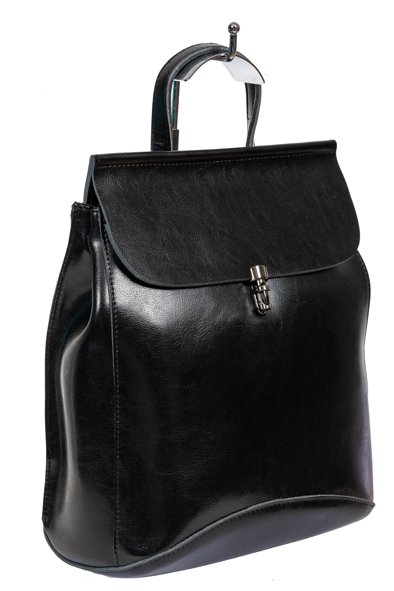 На фото 1 - Женская сумка-рюкзак из натуральной кожи, цвет чёрный