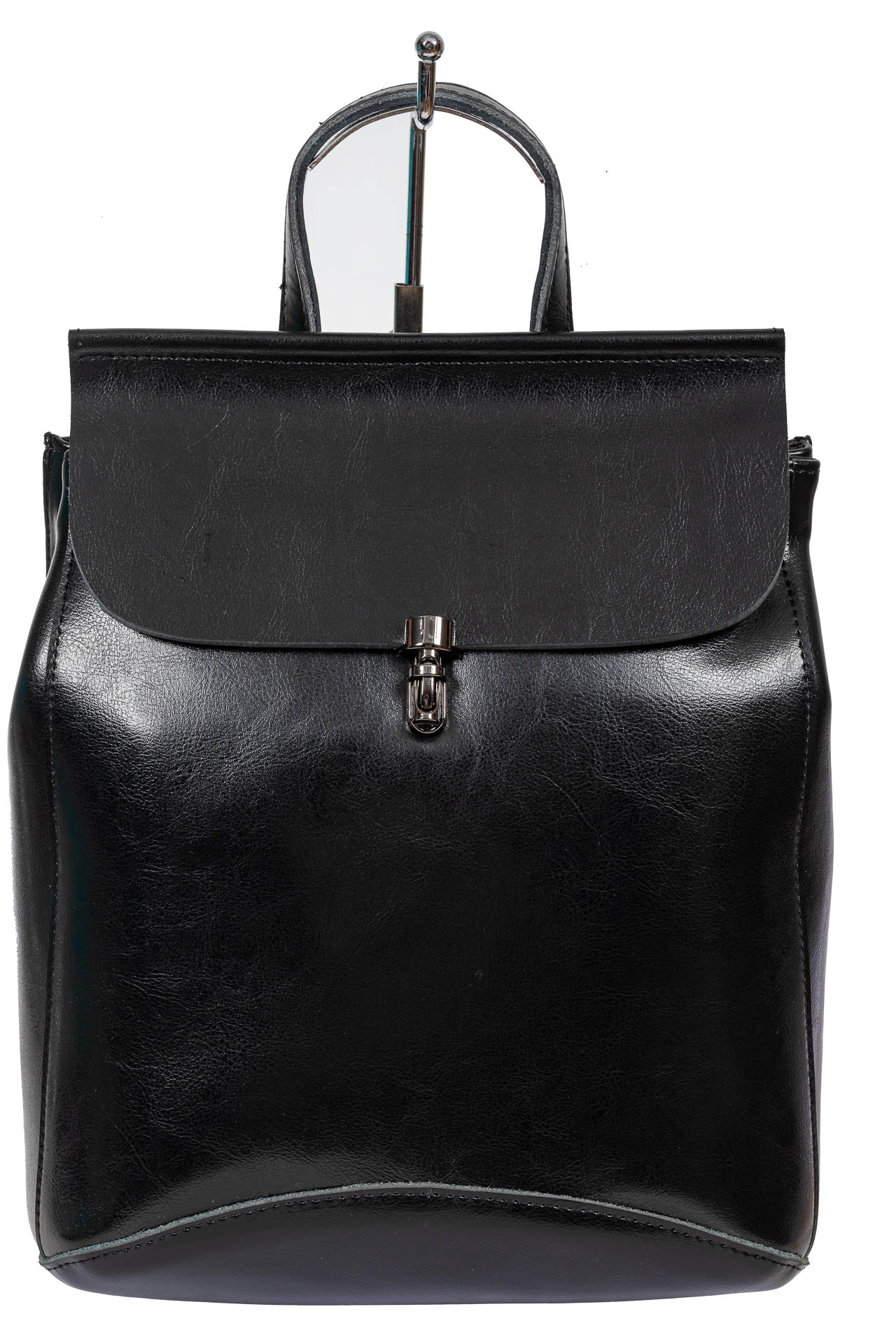 На фото 2 - Женская сумка-рюкзак из натуральной кожи, цвет чёрный
