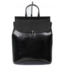 На фото 2 - Женская сумка-рюкзак из натуральной кожи, цвет чёрный