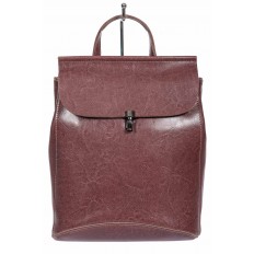 На фото 2 - Женская сумка-рюкзак из натуральной кожи, цвет лиловый