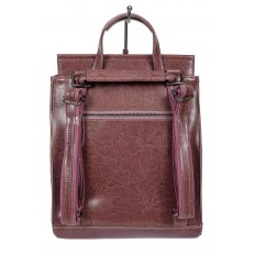 На фото 3 - Женская сумка-рюкзак из натуральной кожи, цвет лиловый