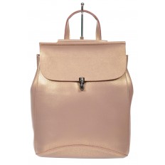 На фото 2 - Женская сумка-рюкзак из натуральной кожи, цвет розовый с перламутром
