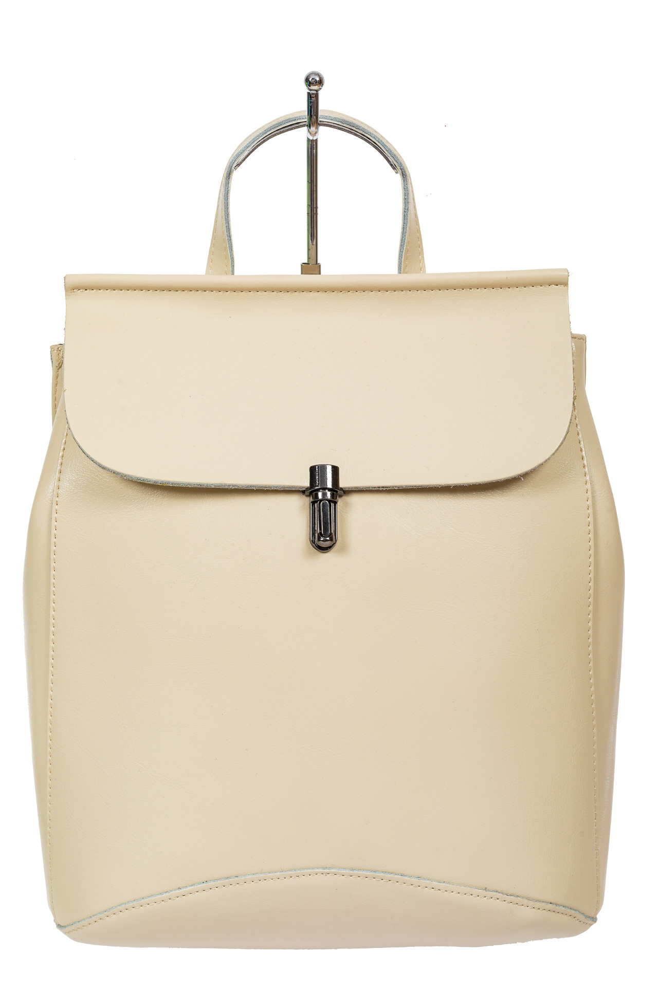 На фото 2 - Женская сумка-рюкзак из натуральной кожи, цвет молочный