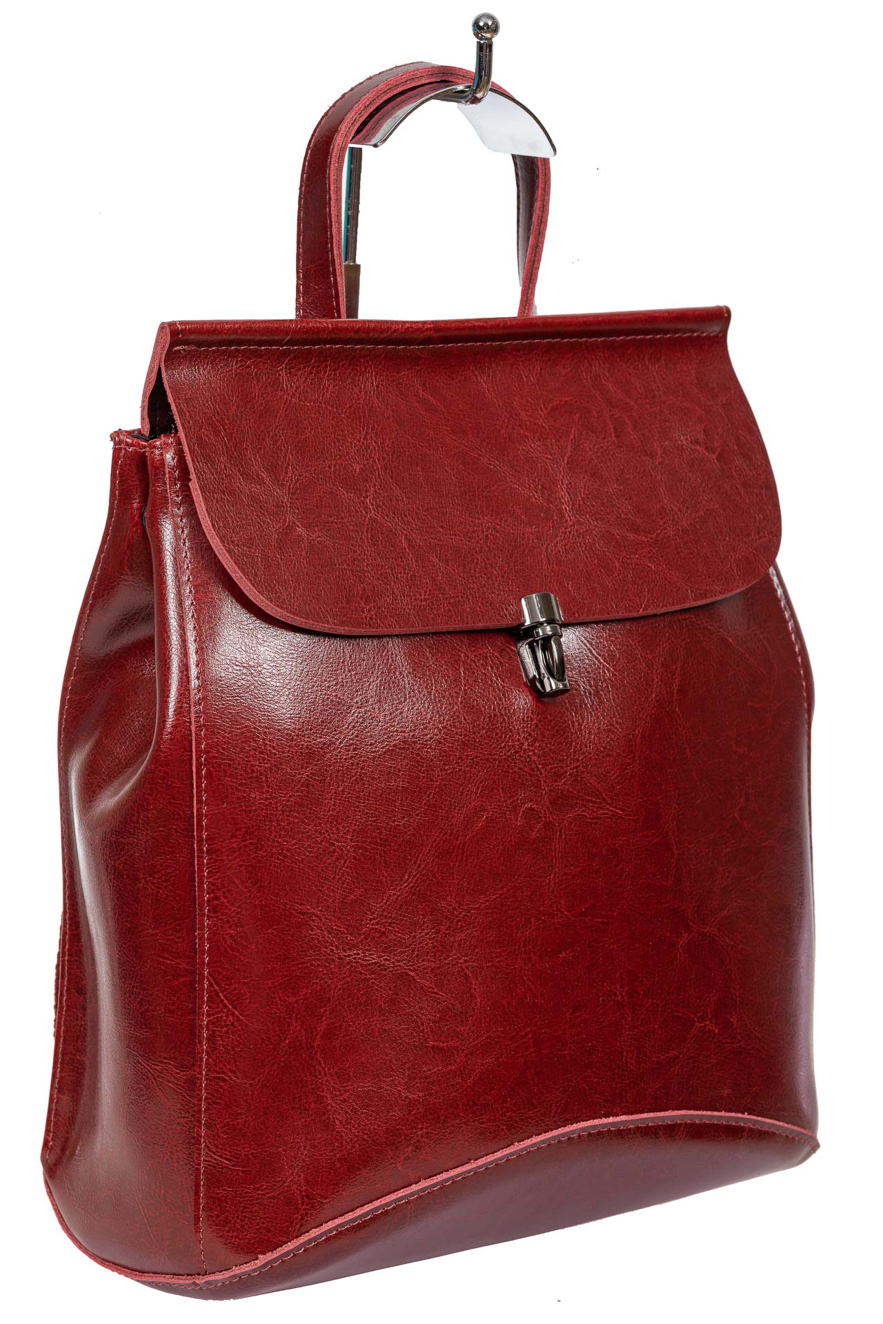 На фото 1 - Женская сумка-рюкзак из натуральной кожи, цвет бордо