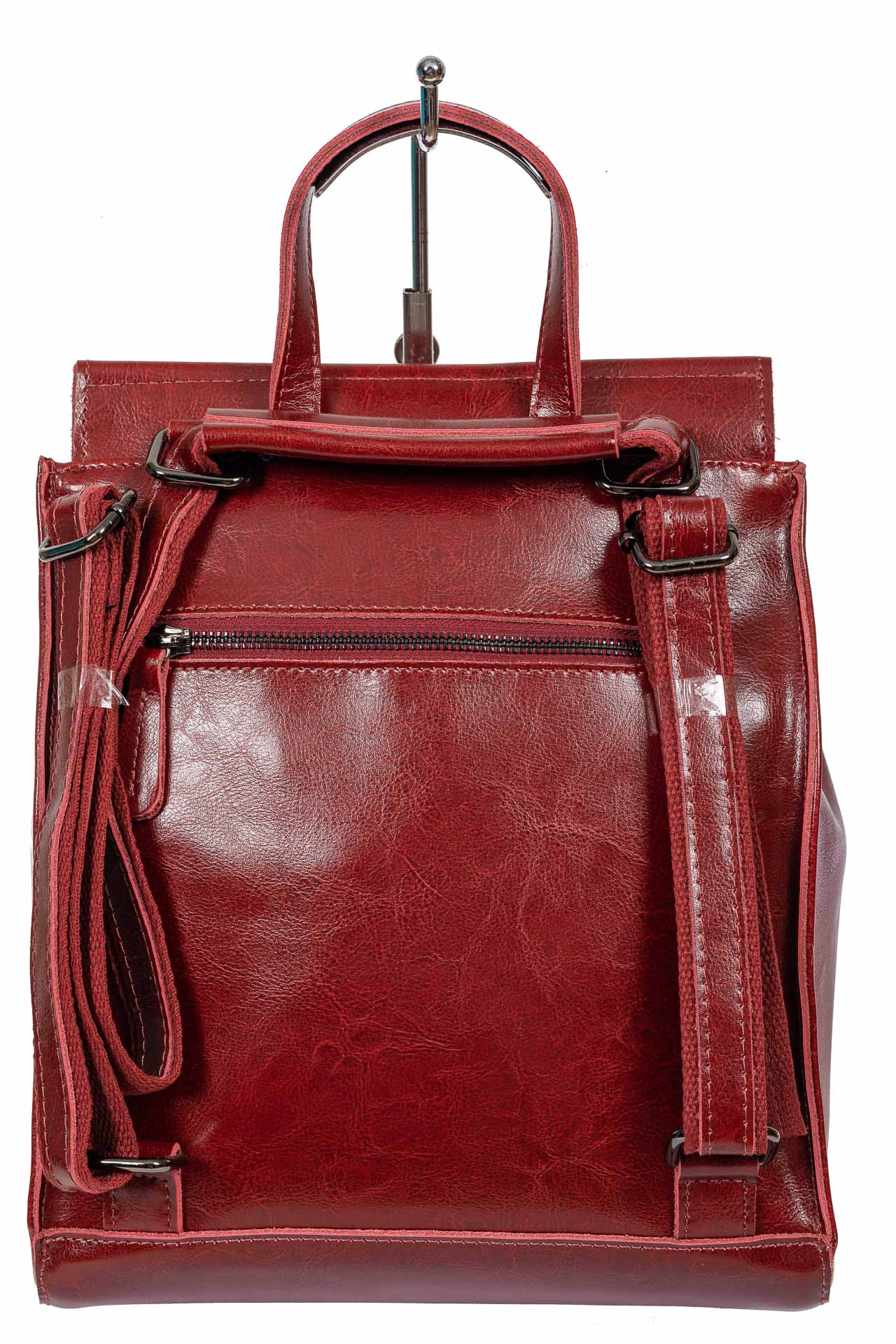 На фото 3 - Женская сумка-рюкзак из натуральной кожи, цвет бордо