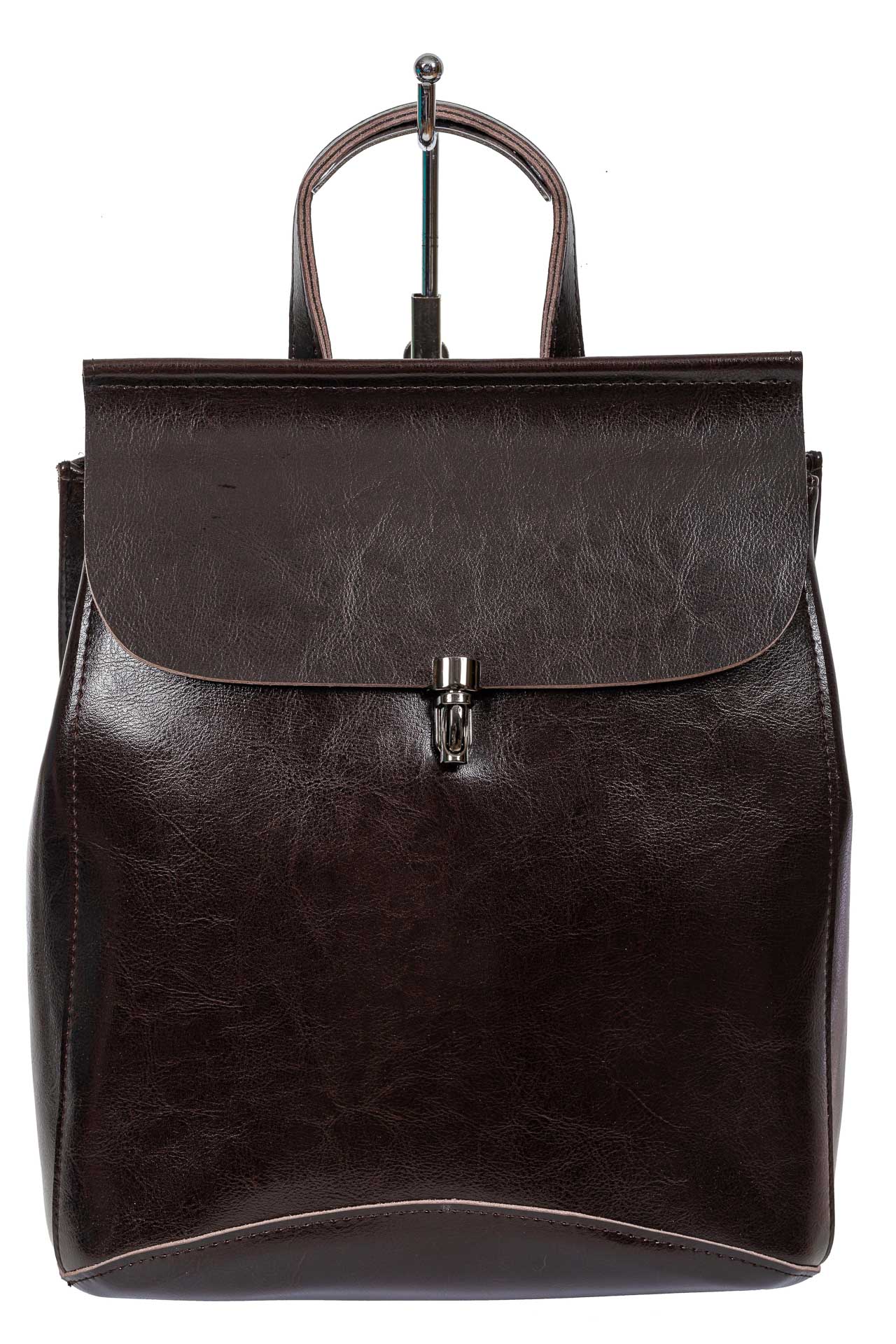 На фото 2 - Женская сумка-рюкзак из натуральной кожи, цвет шоколад 