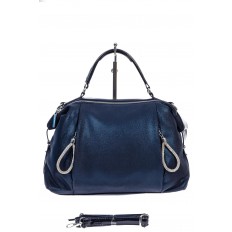 На фото 2 - Женская сумка хобо из искусственной кожи, цвет синий