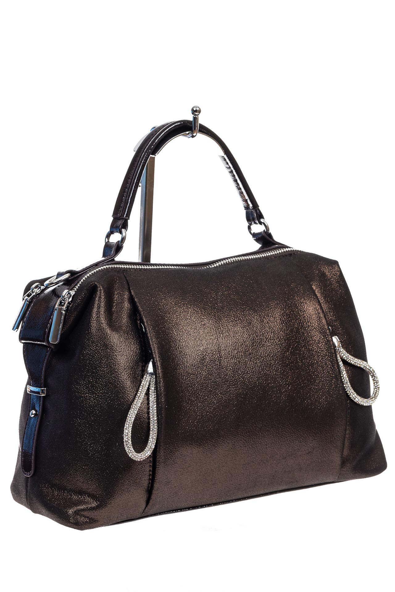 На фото 3 - Женская сумка хобо из искусственной кожи, цвет шоколад