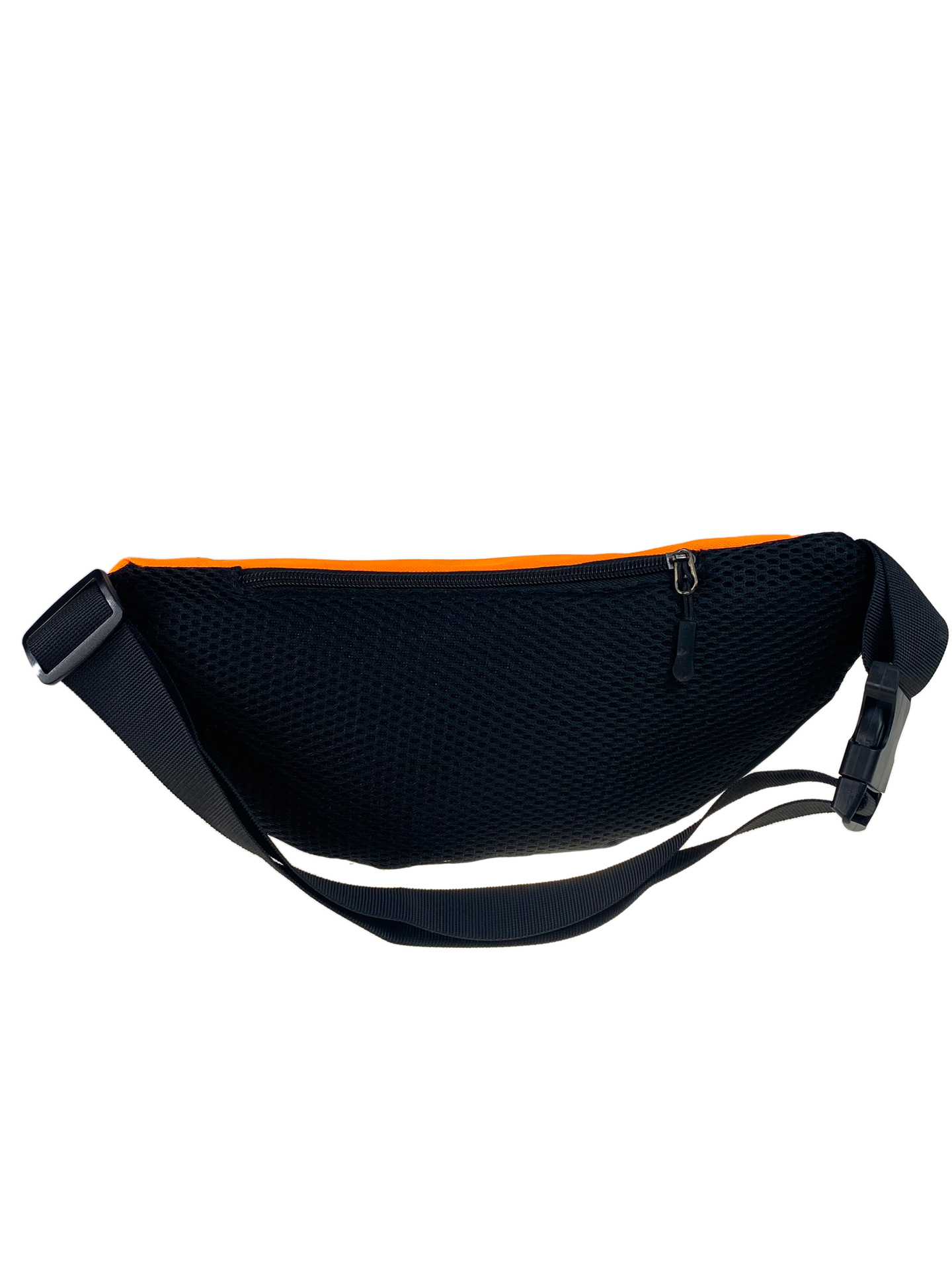 На фото 2 - Мужская поясная сумка из текстиля, цвет черный/оранжевый