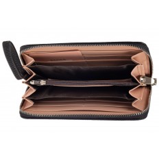 На фото 2 - Женский кошелёк-клатч из фактурной искусственной кожи, цвет чёрный