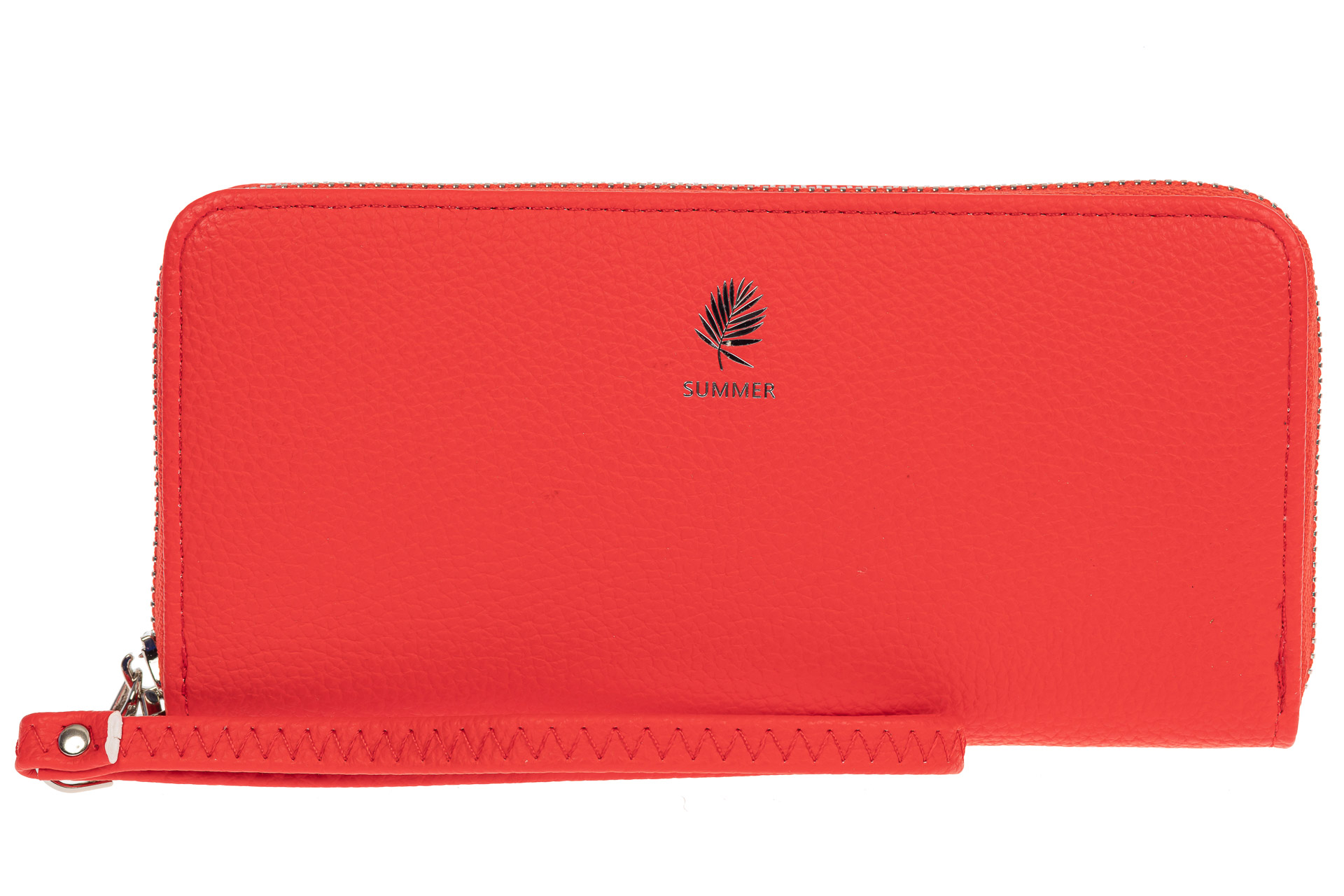 На фото 1 - Женский кошелёк-клатч из фактурной искусственной кожи, цвет красный