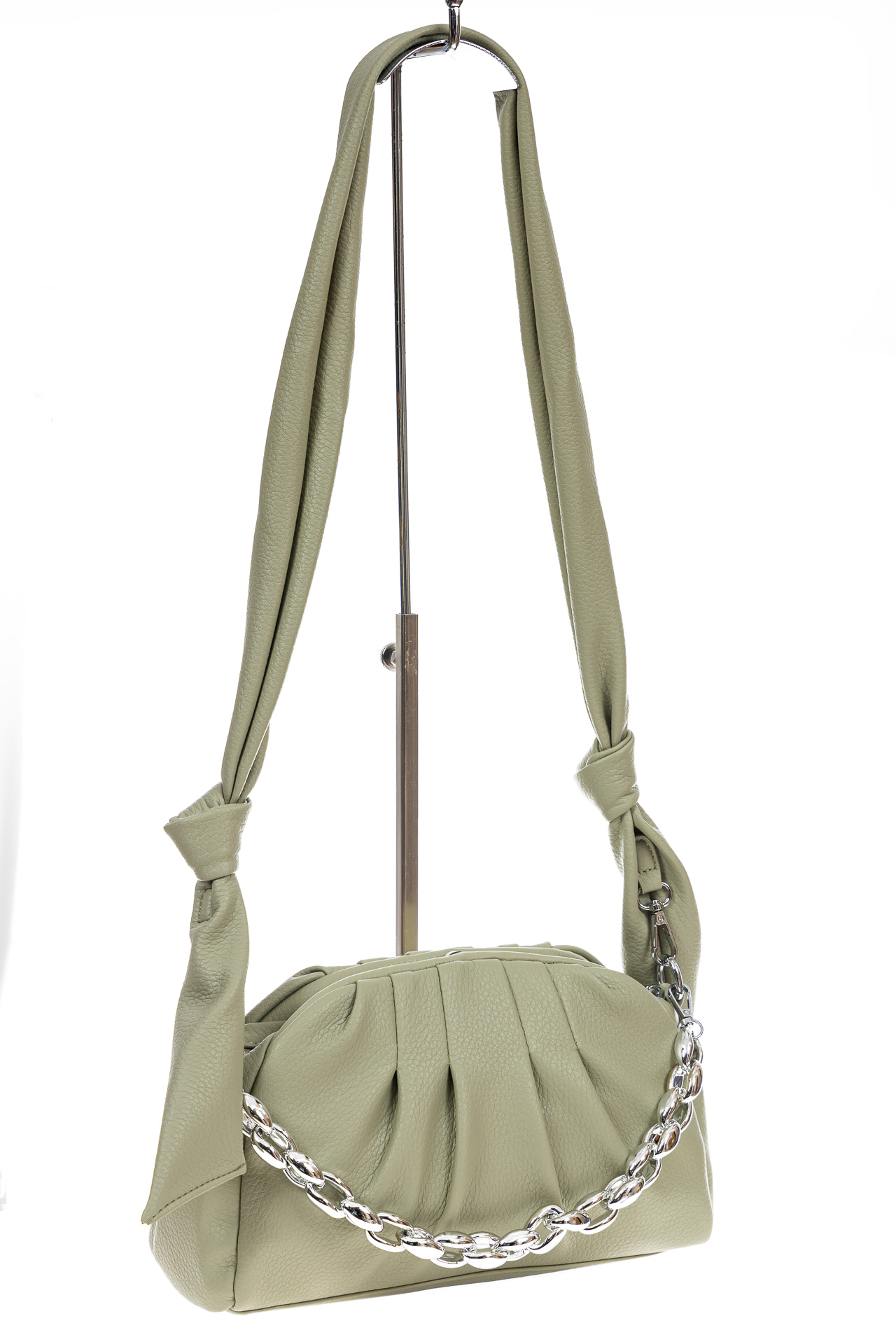 На фото 3 - Мягкая женская сумка из искусственной кожи, цвет  оливковый