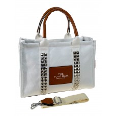 На фото 1 - Женская текстильная сумка, цвет белый