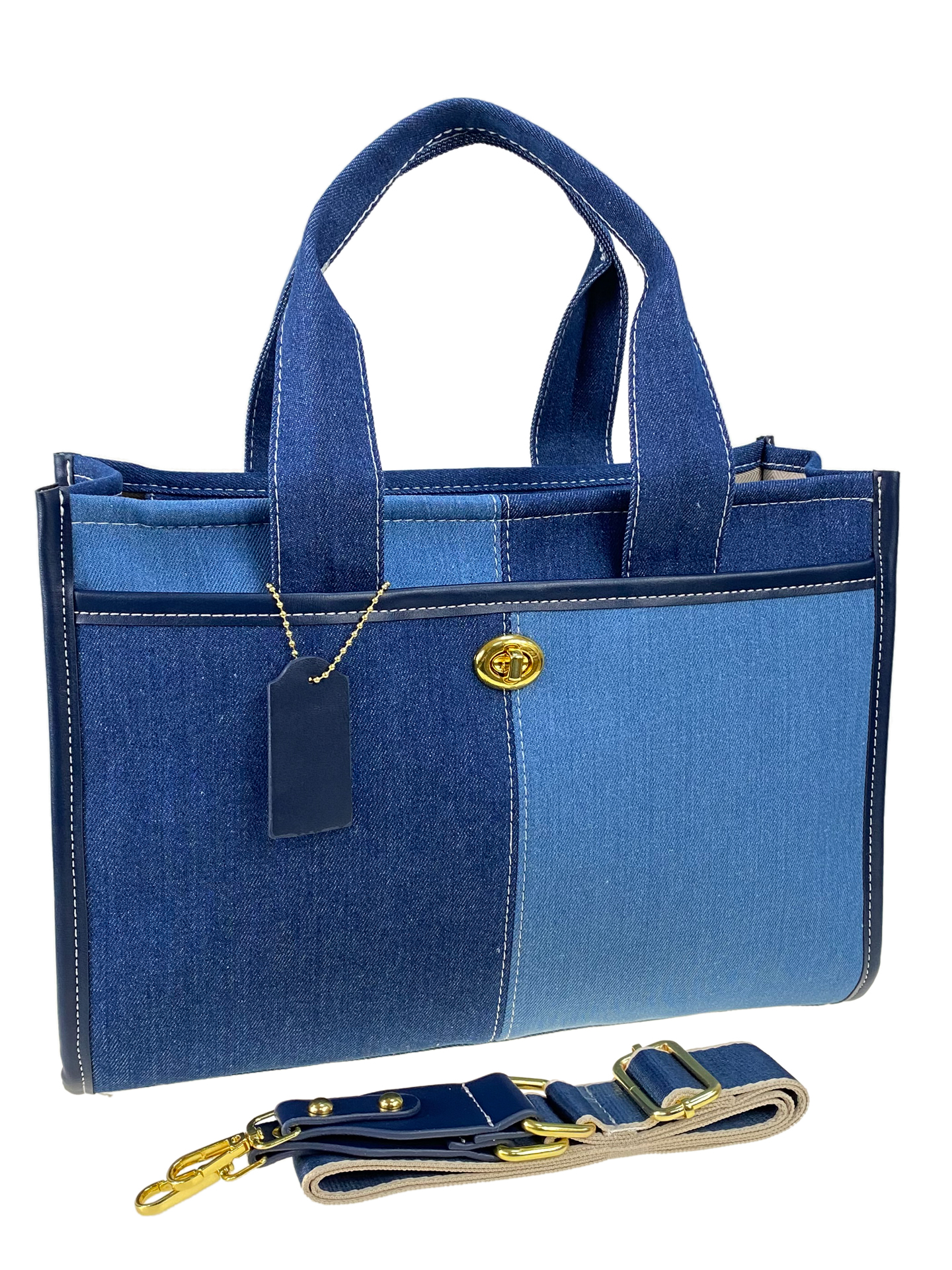 На фото 1 - Женская текстильная сумка, цвет  синий