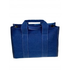 На фото 2 - Женская текстильная сумка, цвет  синий