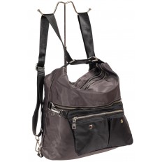 На фото 4 - Женская текстильная сумка - рюкзак, серый