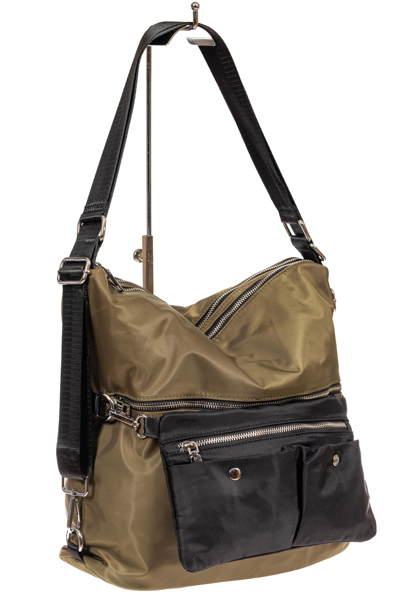 На фото 1 - Женская текстильная сумка, хаки