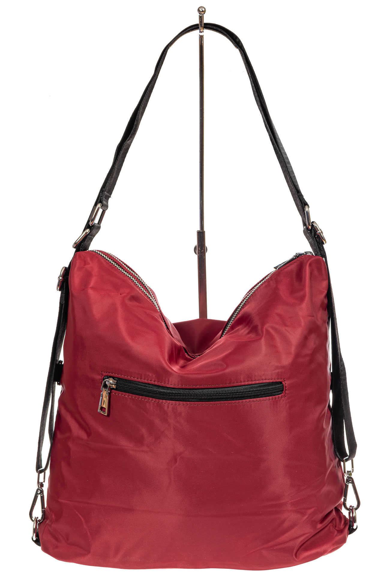 На фото 3 - Женская текстильная сумка - рюкзак, бордо
