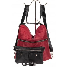 На фото 4 - Женская текстильная сумка - рюкзак, бордо