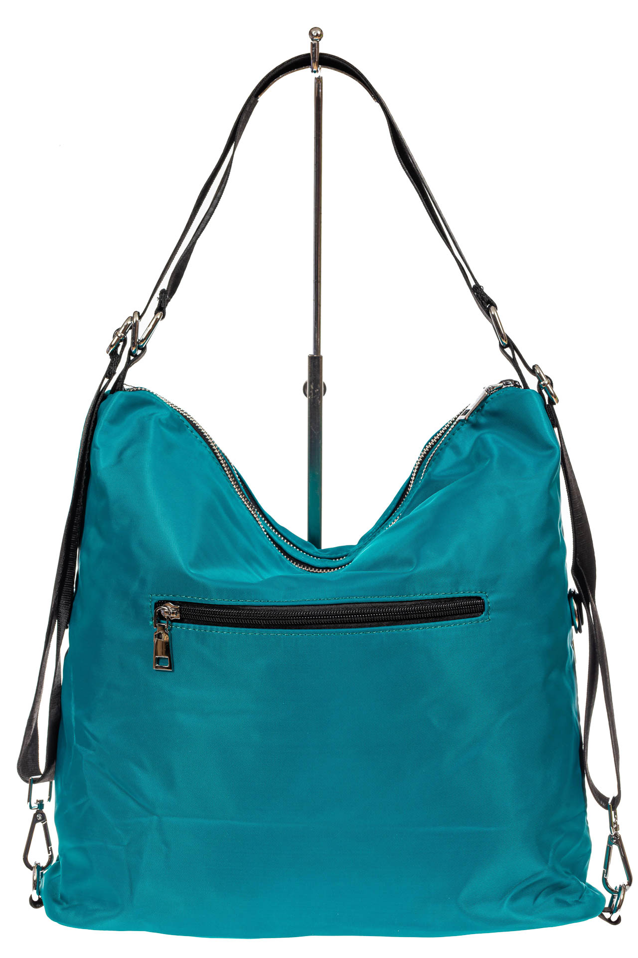 На фото 3 - Женская текстильная сумка - рюкзак, зеленая