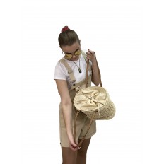 На фото 3 - Плетеная сумка-корзинка из соломки, цвет молочный