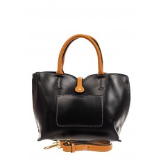 На фото 3 - Женская сумка тоут из искусственной кожи (экокожи), цвет черный