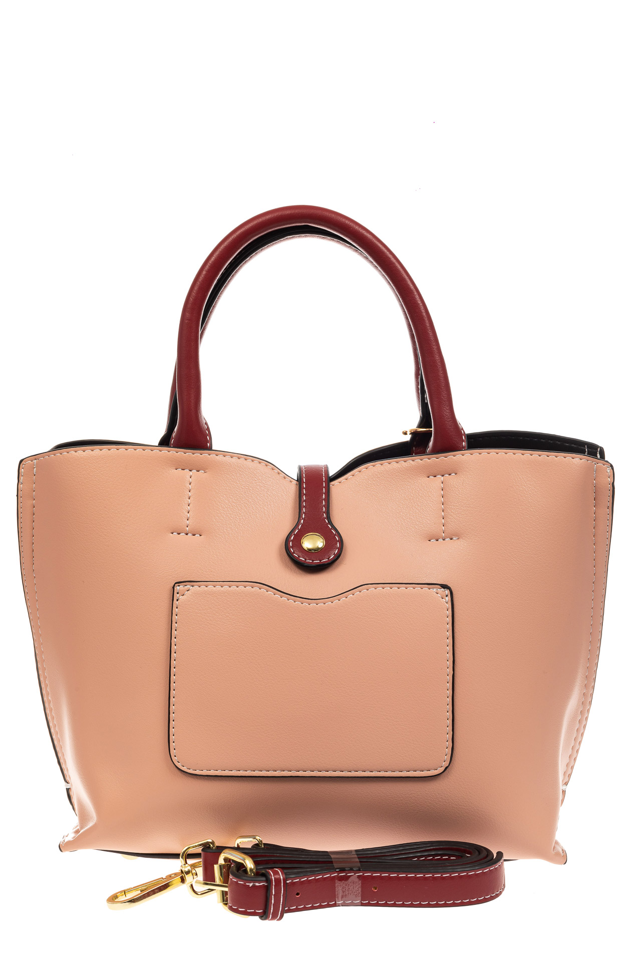 На фото 3 - Вместительная женская сумка тоут из искусственной кожи (экокожи), розовая