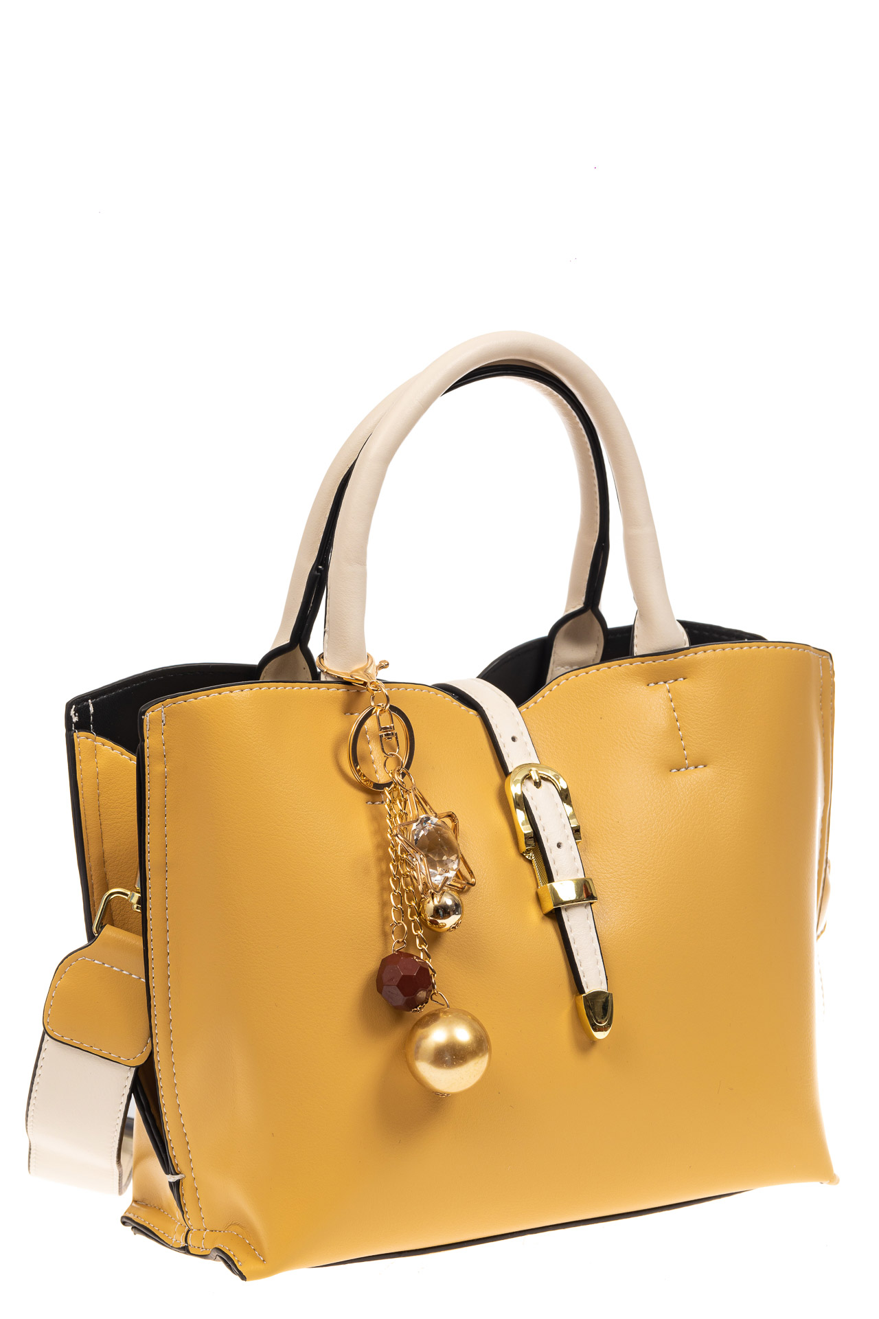 На фото 1 - Женская сумка тоут из искусственной кожи (экокожи), цвет желтый