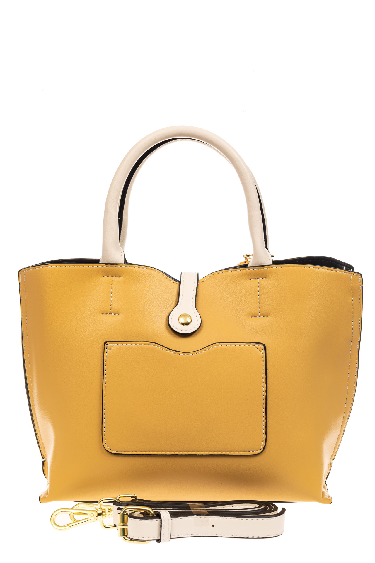 На фото 3 - Женская сумка тоут из искусственной кожи (экокожи), цвет желтый