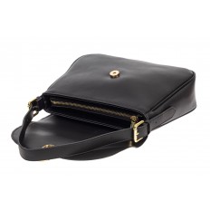 На фото 4 - Кожаная сумка satchel с застёжкой из искусственного камня, цвет чёрный