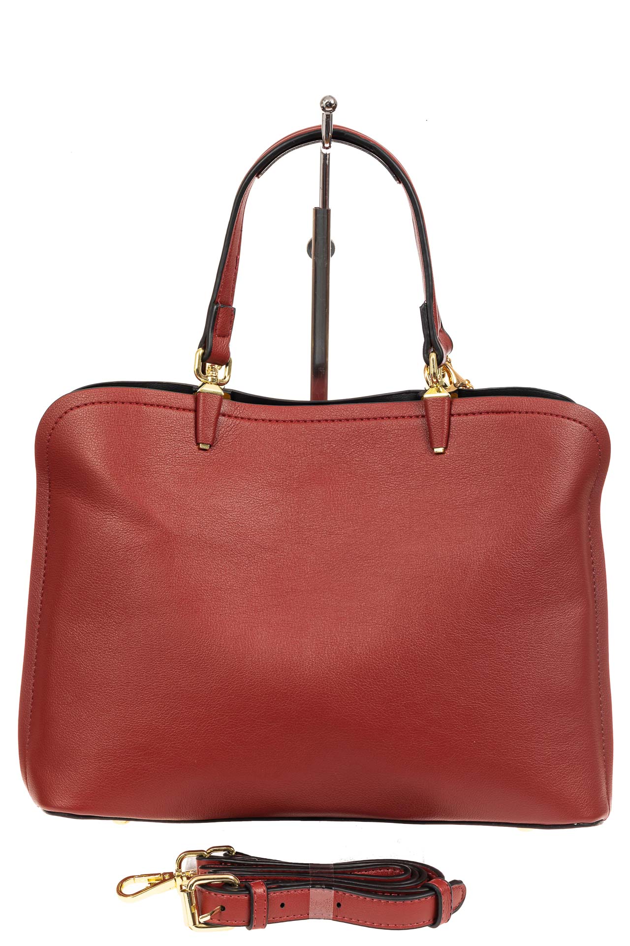 На фото 3 - Женская сумка тоут из искусственной кожи, цвет бордовый