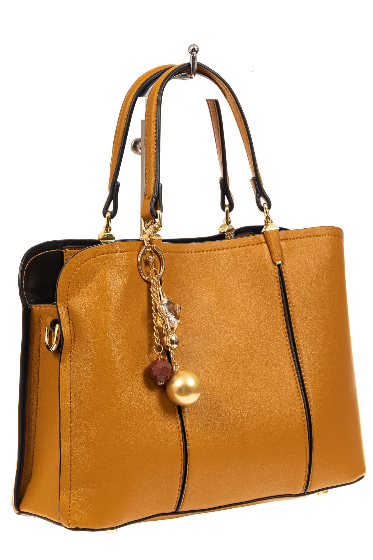 На фото 1 - Женская сумка тоут из искусственной кожи, цвет желтый