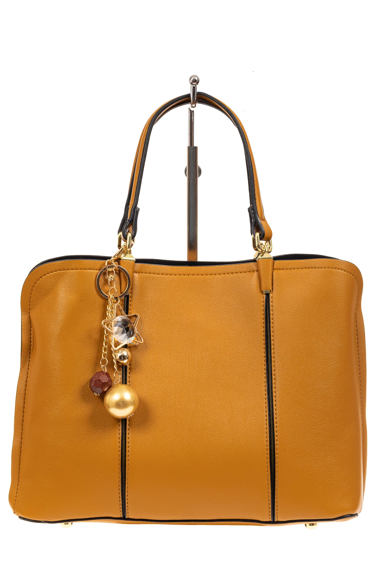 На фото 2 - Женская сумка тоут из искусственной кожи, цвет желтый