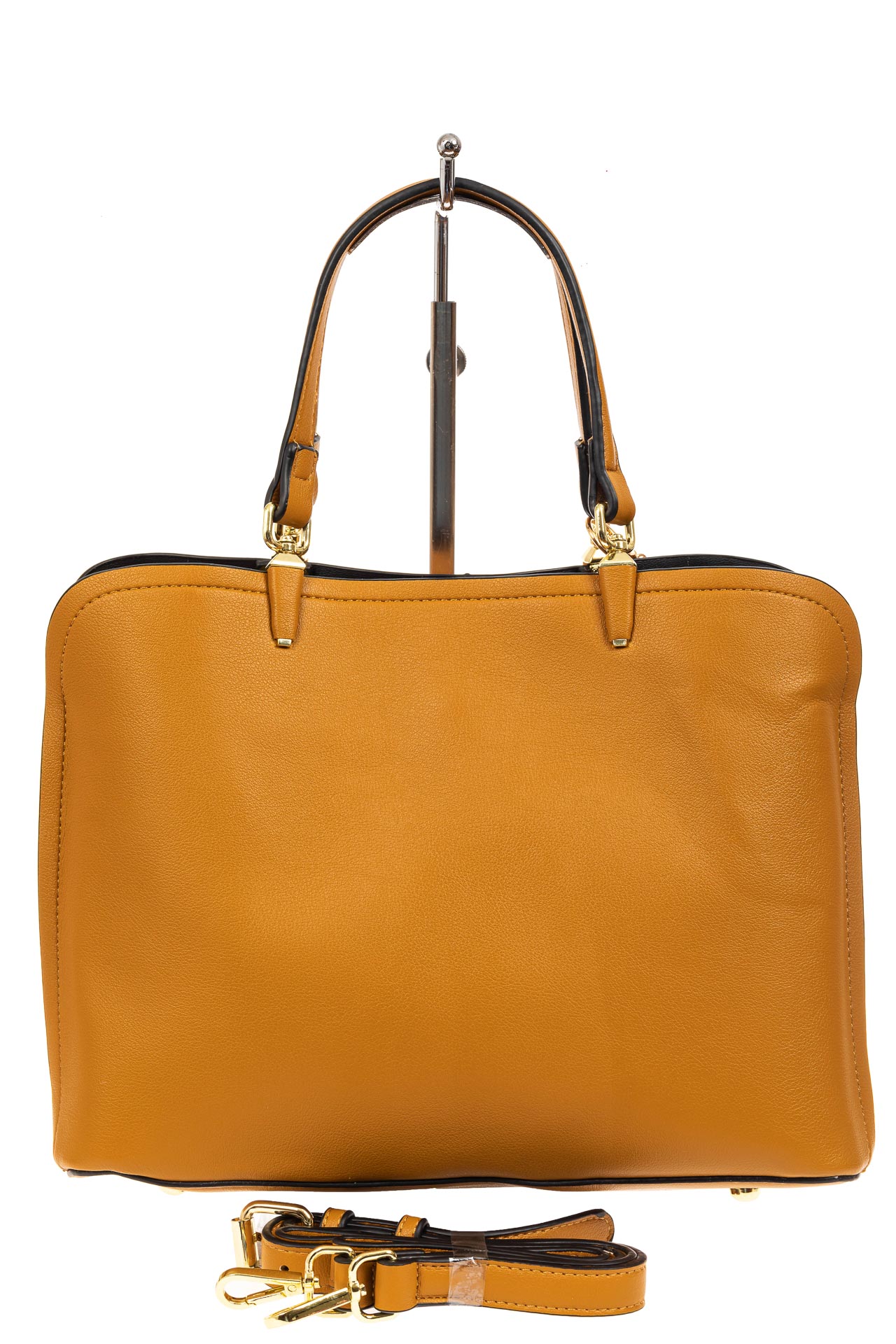 На фото 3 - Женская сумка тоут из искусственной кожи, цвет желтый