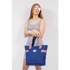 На фото 4 - Большая пляжная сумка из текстиля, цвет синий
